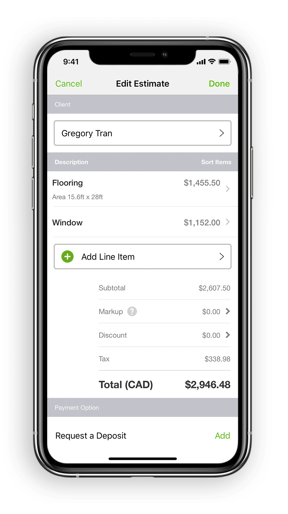 Joist Estimates Mobile Device Screen